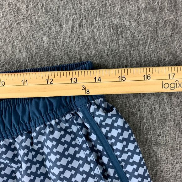 Fair Harbor Swim Trunks Mens Medium Blue Geometric Drawstring Lined 2 In 1 - Picture 8 of 13